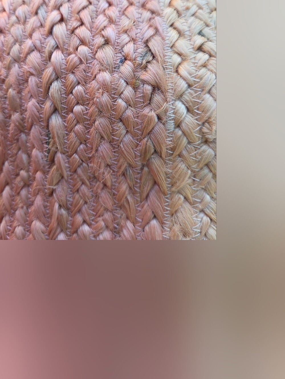 Shiraleah Lucia Tote 100% Jute. Beige, Orange & Coral Ombré Design. Fringe Sides - Picture 10 of 11